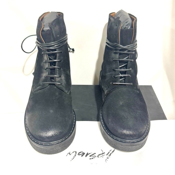 MARSELL PARRUCCA NABUCK SUEDE LEATHER ZIPPED COMBAT BOOTS BOOTIES BLACK SIZE 6 - Picture 8 of 14